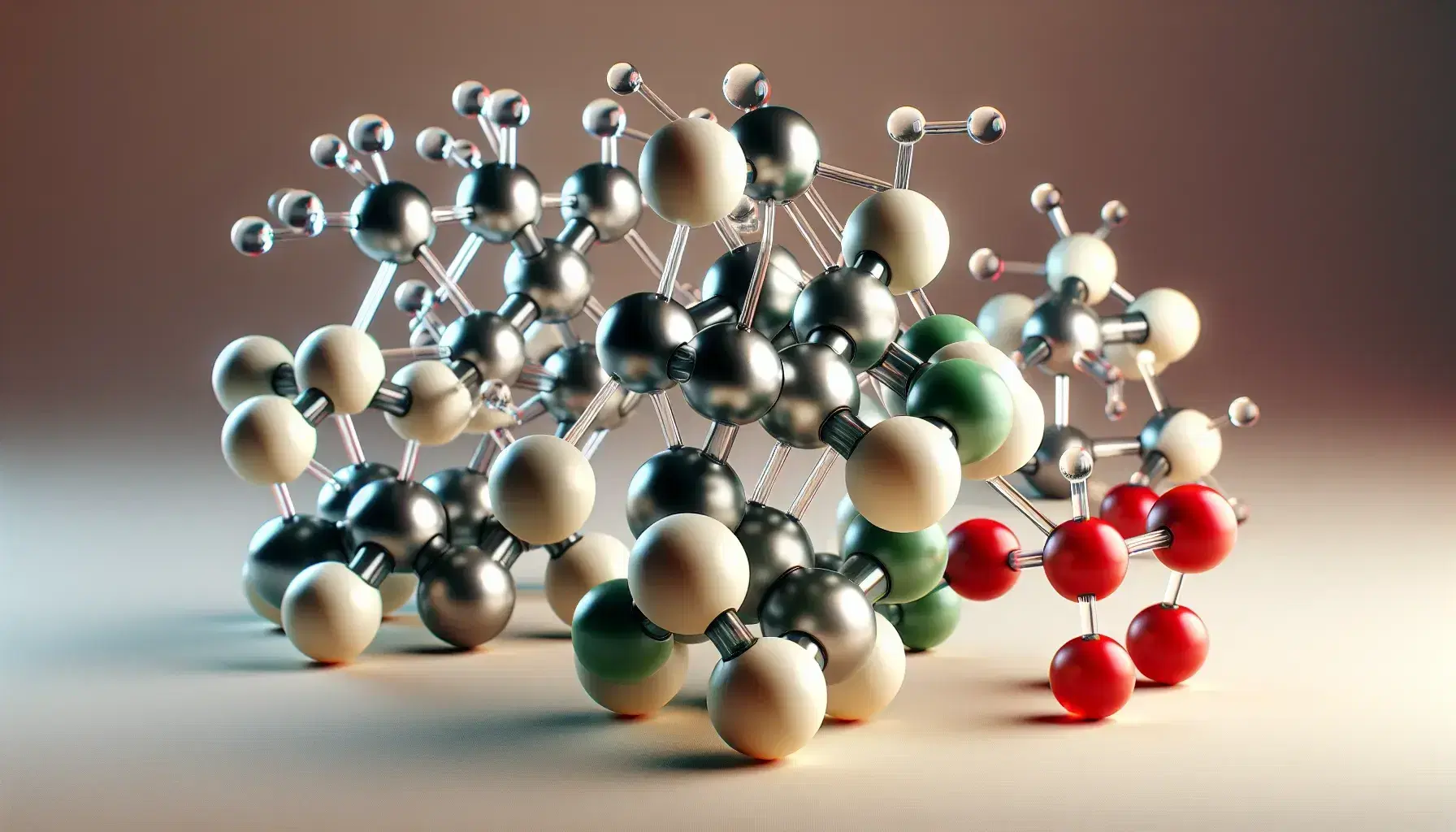 Three-dimensional molecular models with NaCl crystal lattice in the foreground, water molecule on the right and metal lattice in the background.