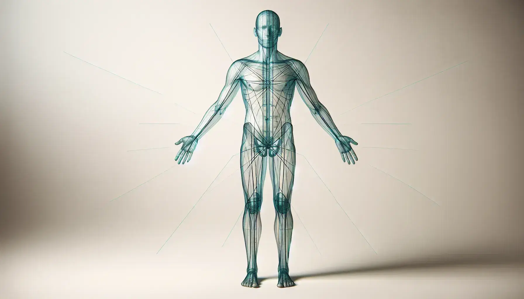 Figura humana transparente en posición anatómica con líneas que representan planos anatómicos transversal, sagital y frontal sobre fondo neutro.