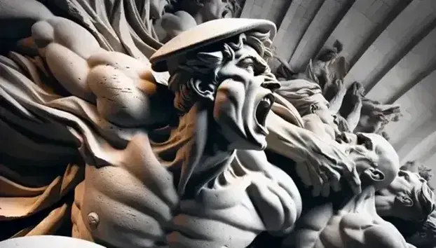 Detalle escultórico de 'La Marseillaise' de François Rude mostrando figura central con gorro frigio, expresión apasionada y marcada musculatura.