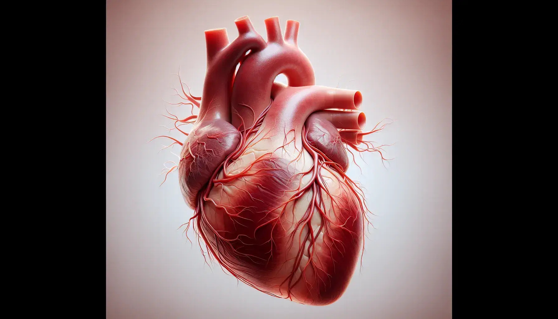 Corazón humano realista destacando el sistema de conducción eléctrica con nodo sinusal, vías hacia el nodo AV y ramificaciones del sistema de Purkinje.
