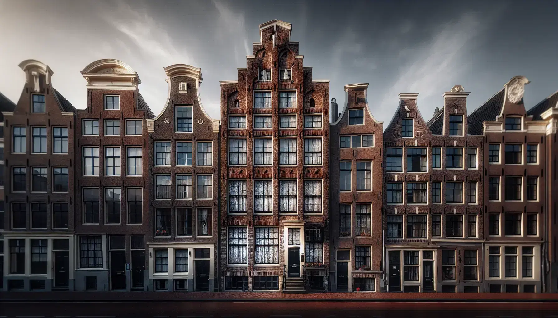 Anne Frank House in Amsterdam, showcasing Dutch architecture with brick facade, large windows, and steep gable roof, reflecting historical ambiance.