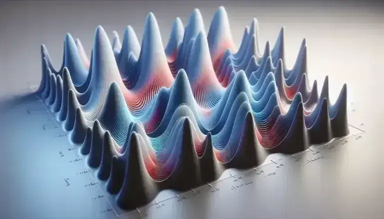 Smooth three-dimensional surfaces representing Legendre polynomials with blue peaks and red valleys, increasing in degree towards the background.