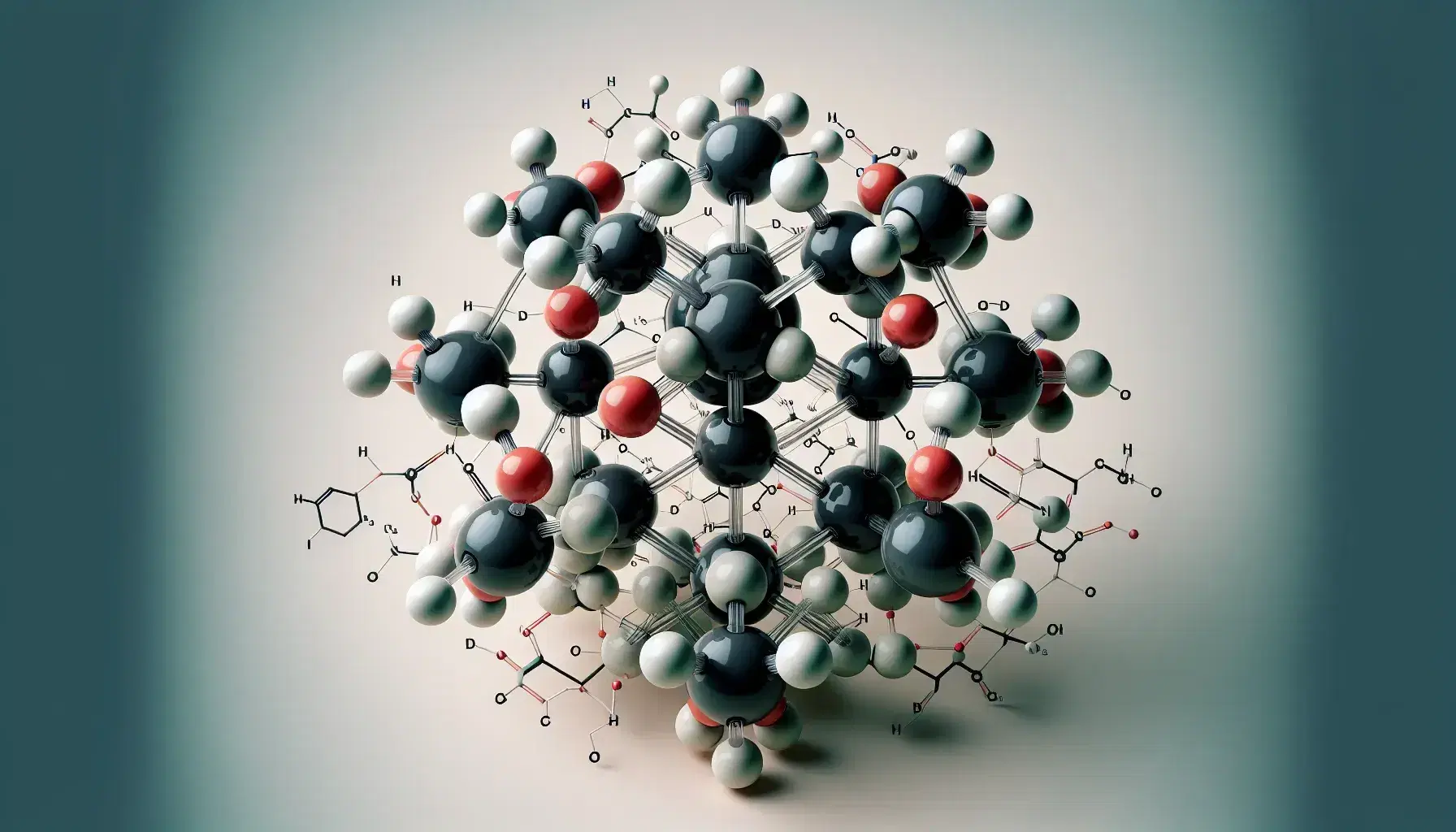 3D molecular model with chiral carbon atom bonded to hydroxyl, methyl, ethyl groups and a hydrogen atom, neutral background.