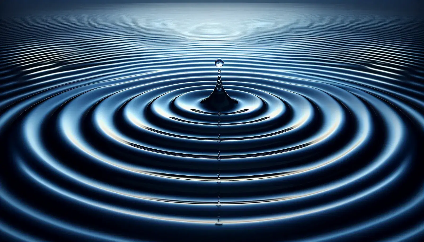Concentric water ripples radiate from a central point on a calm dark blue surface, highlighted by light, with a gradient background suggesting depth.