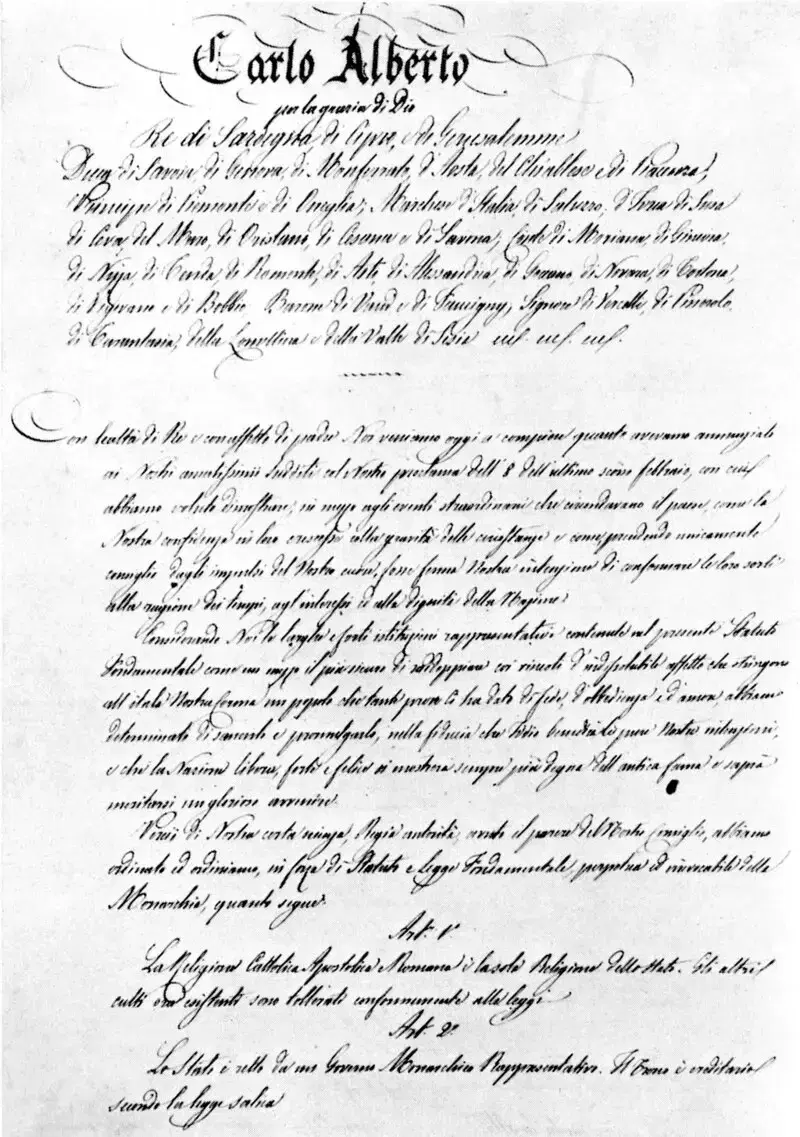 Lo Statuto albertino