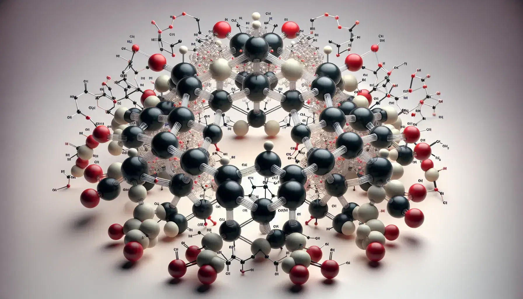Three-dimensional molecular model of cyclic glucose with colored atoms, highlighting alpha and beta anomers with differently positioned hydroxyl groups.