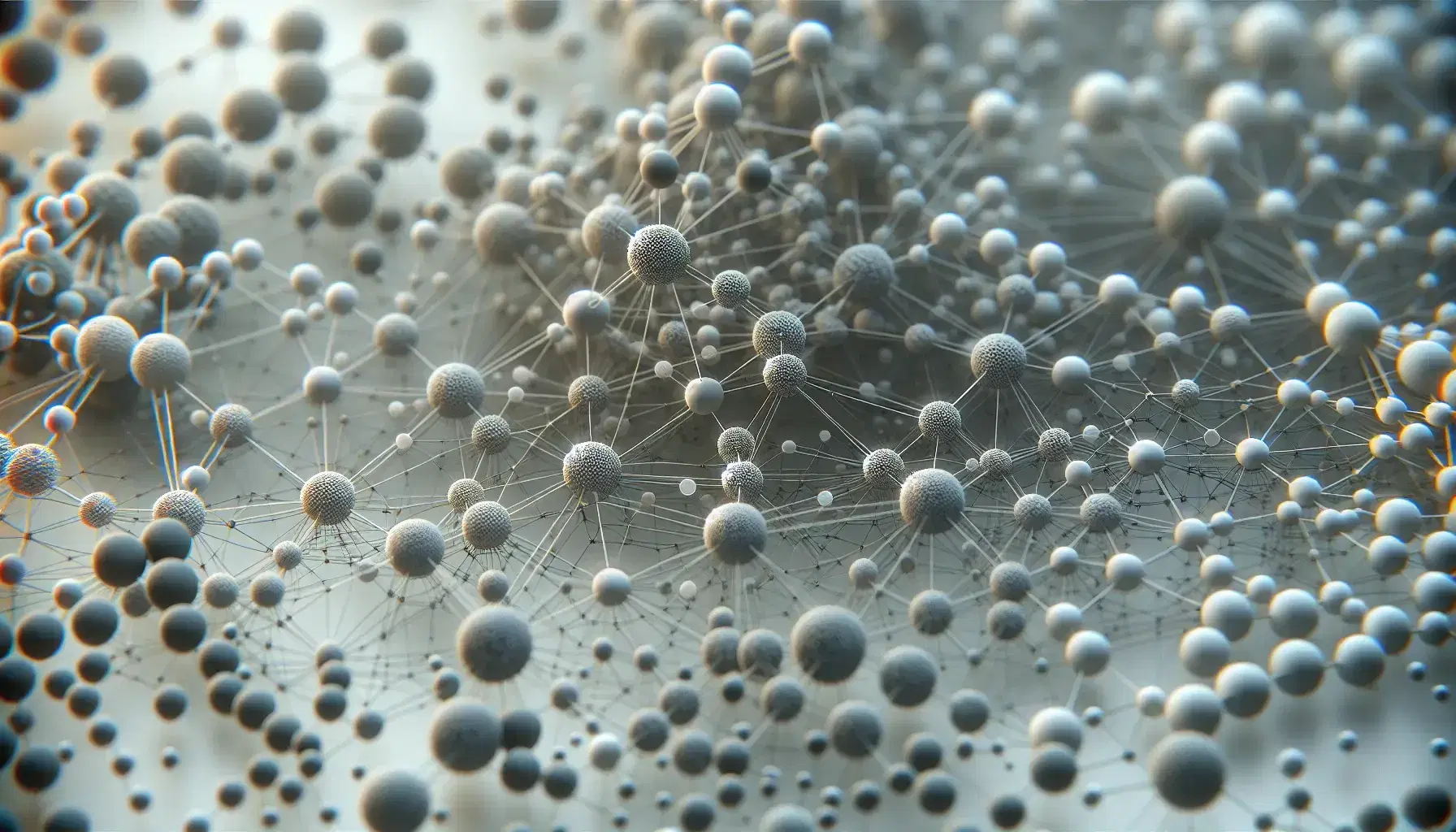 Complex network of interconnected nodes of various sizes in gray tones on a light background, symbolizing a dynamic, interactive system.