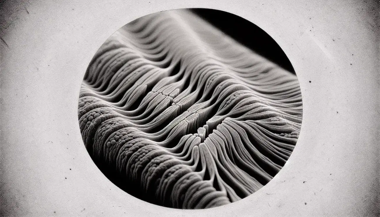 Fibra muscolare striata scheletrica in contrazione con bande chiare I e scure A alternate e linee Z centrali.