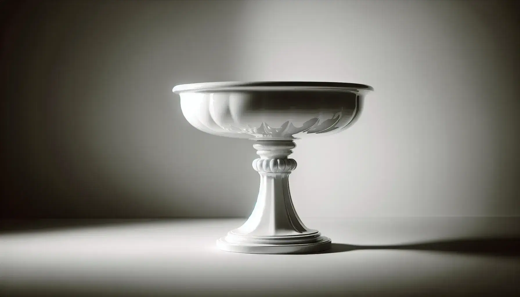 Antique Marcel Duchamp's 'Fountain' porcelain urinal sculpture against a light background, highlighting its sleek curves and shiny surface.
