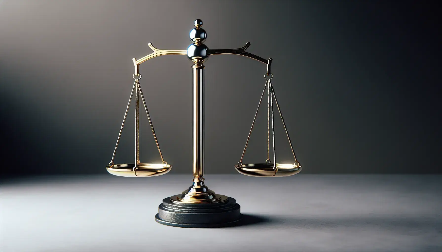Bilancia a bracci uguali in equilibrio con pesi cilindrici argentei su sfondo neutro, struttura dorata e base nera opaca.