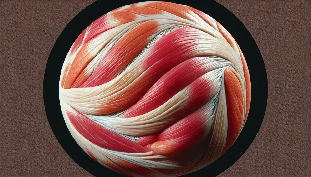 Primo piano della pelle e muscoli del braccio umano con tendini visibili, texture della pelle liscia e striature muscolari dettagliate.