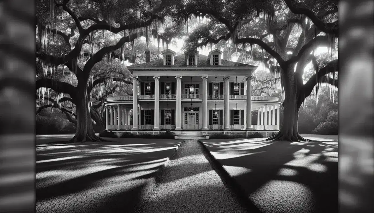 Rowan Oak, historic Greek Revival house in Oxford, Mississippi, with white columns, a shingled roof, and a lush lawn with mature trees.