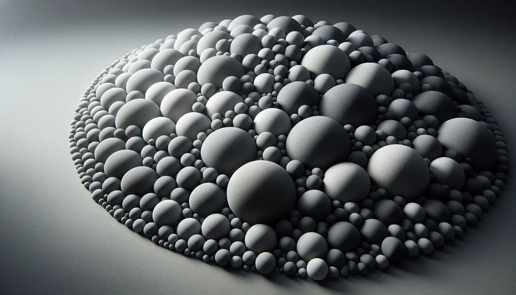 Assorted gray pebbles in varying shades and sizes tightly arranged to create a seamless, textured surface with soft shadows.