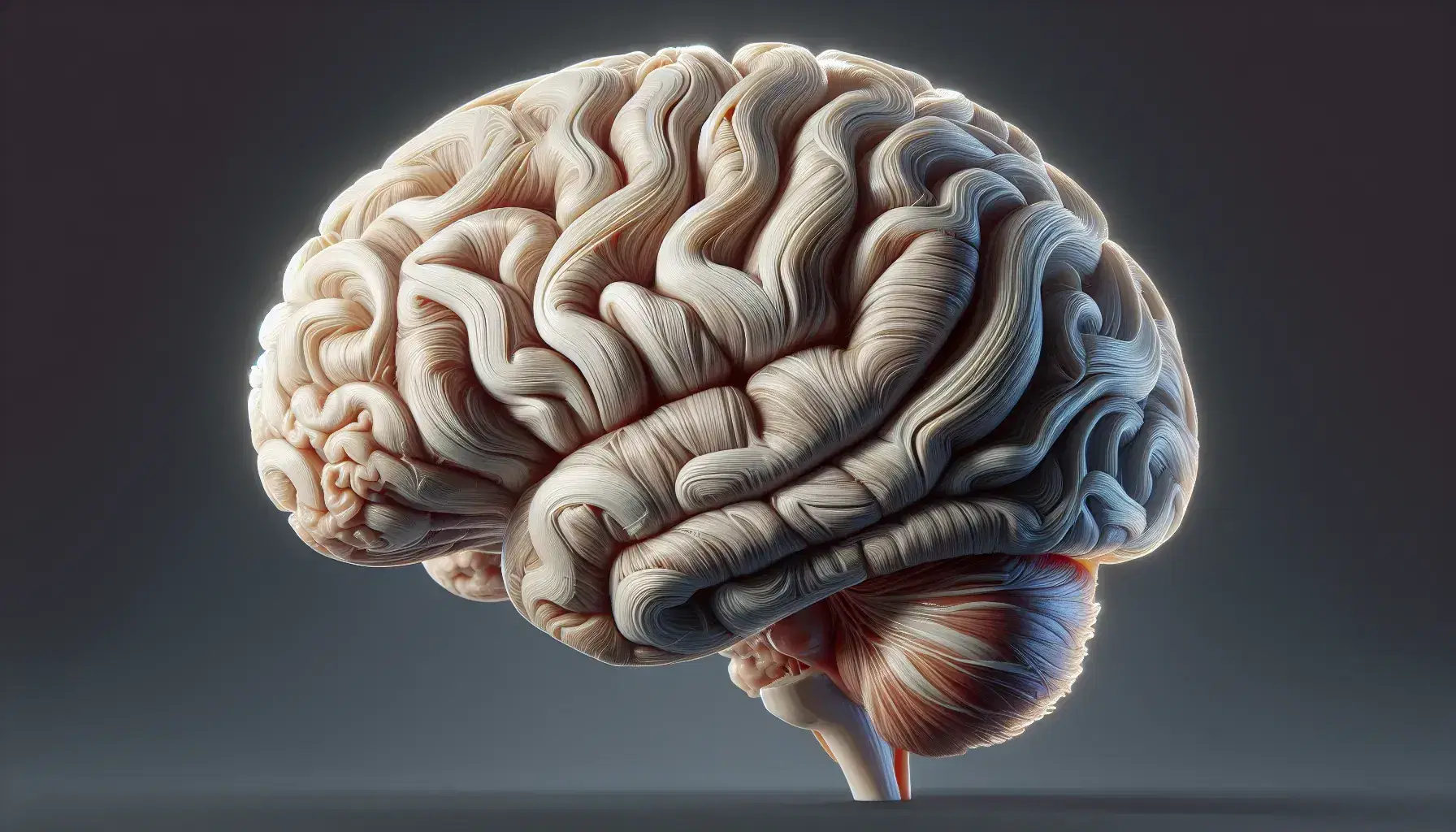 Representación tridimensional detallada del cerebro humano enfocando el hipotálamo resaltado en tono claro, ubicado centralmente bajo el cuerpo calloso y sobre el tronco encefálico.