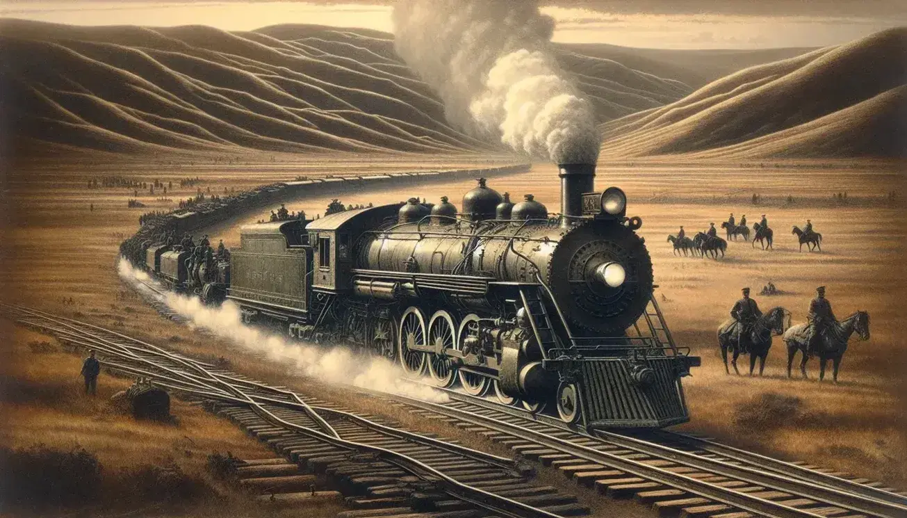 Early 20th-century steam locomotive on Manchurian railway with military figures in uniform, reflecting the strategic importance of rail transport during the Manchurian Crisis.