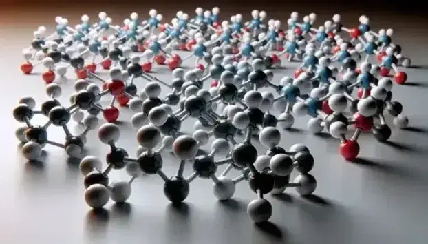 Modelli molecolari 3D con isomeri strutturali e ottici, sfere colorate indicano atomi diversi collegati da aste grigie su superficie liscia.