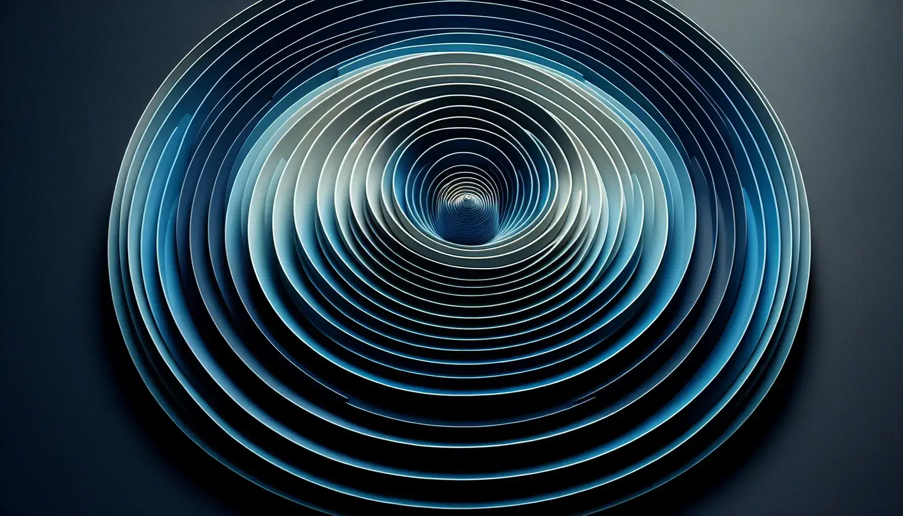 Concentric blue circles with a gradient from deep to light blue, creating a tunnel effect on a matte black background, with subtle highlights.