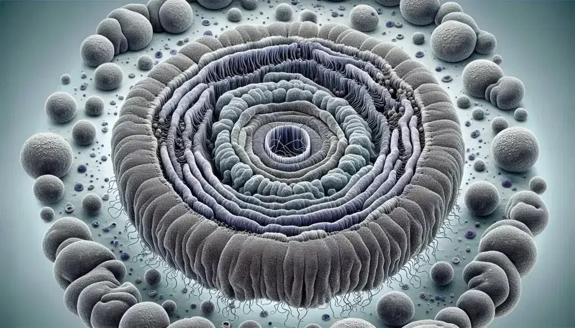 Detailed cross section of a eukaryotic cell nucleus with nucleolus, chromatin, nuclear envelope and nuclear pores.