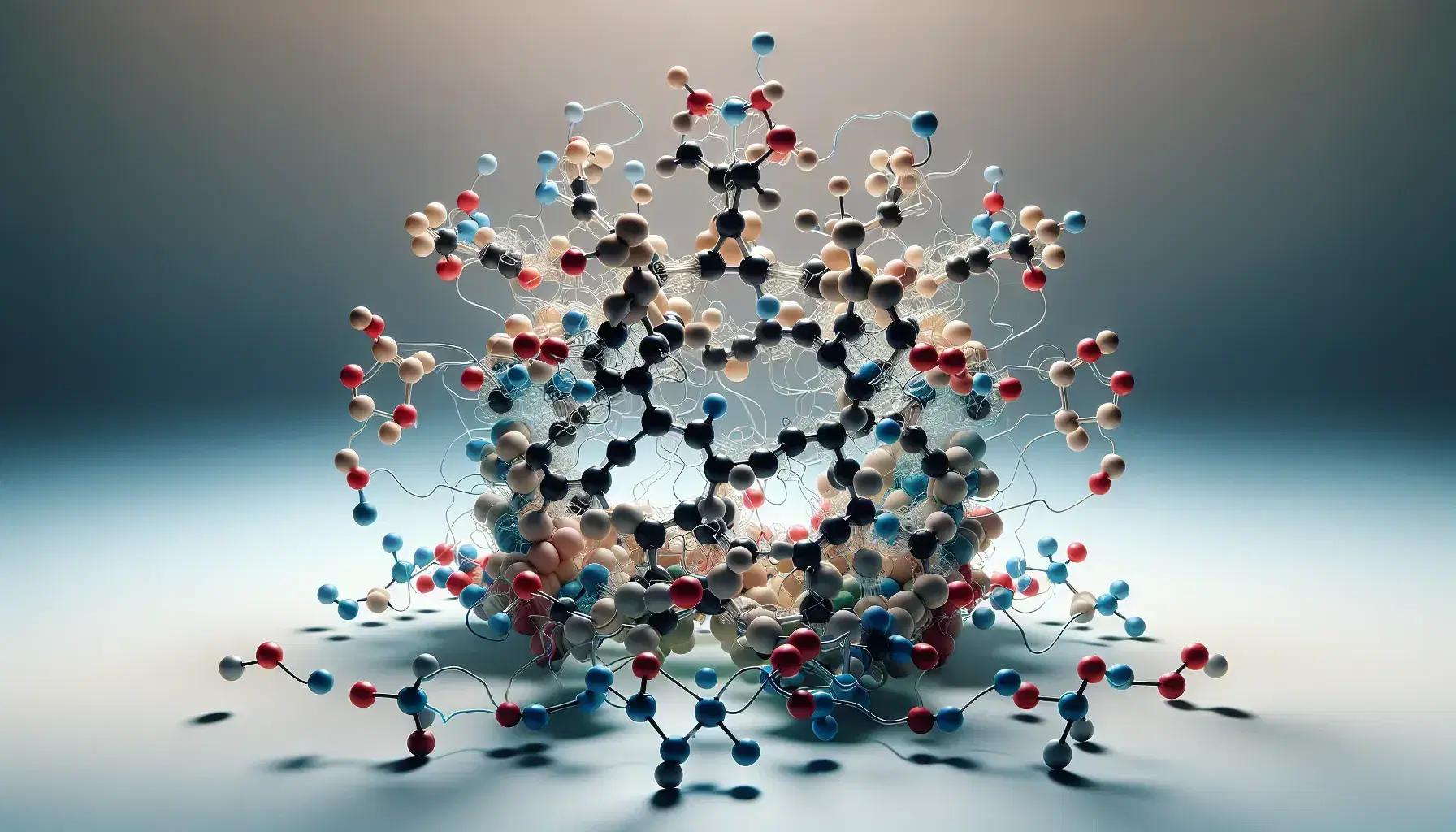 Three-dimensional molecular model of a protein complex of the MAPK signaling pathway with colored spheres for atoms and sticks for bonds.