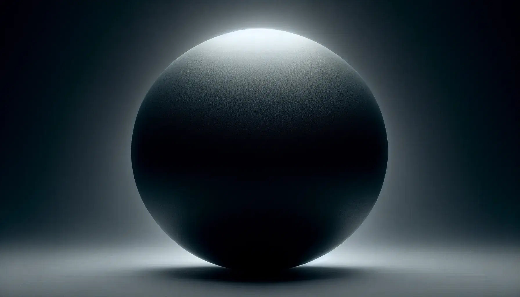 Perfect black body sphere with matte finish emitting thermal radiation on a gradient background, highlighting its silhouette without reflections.