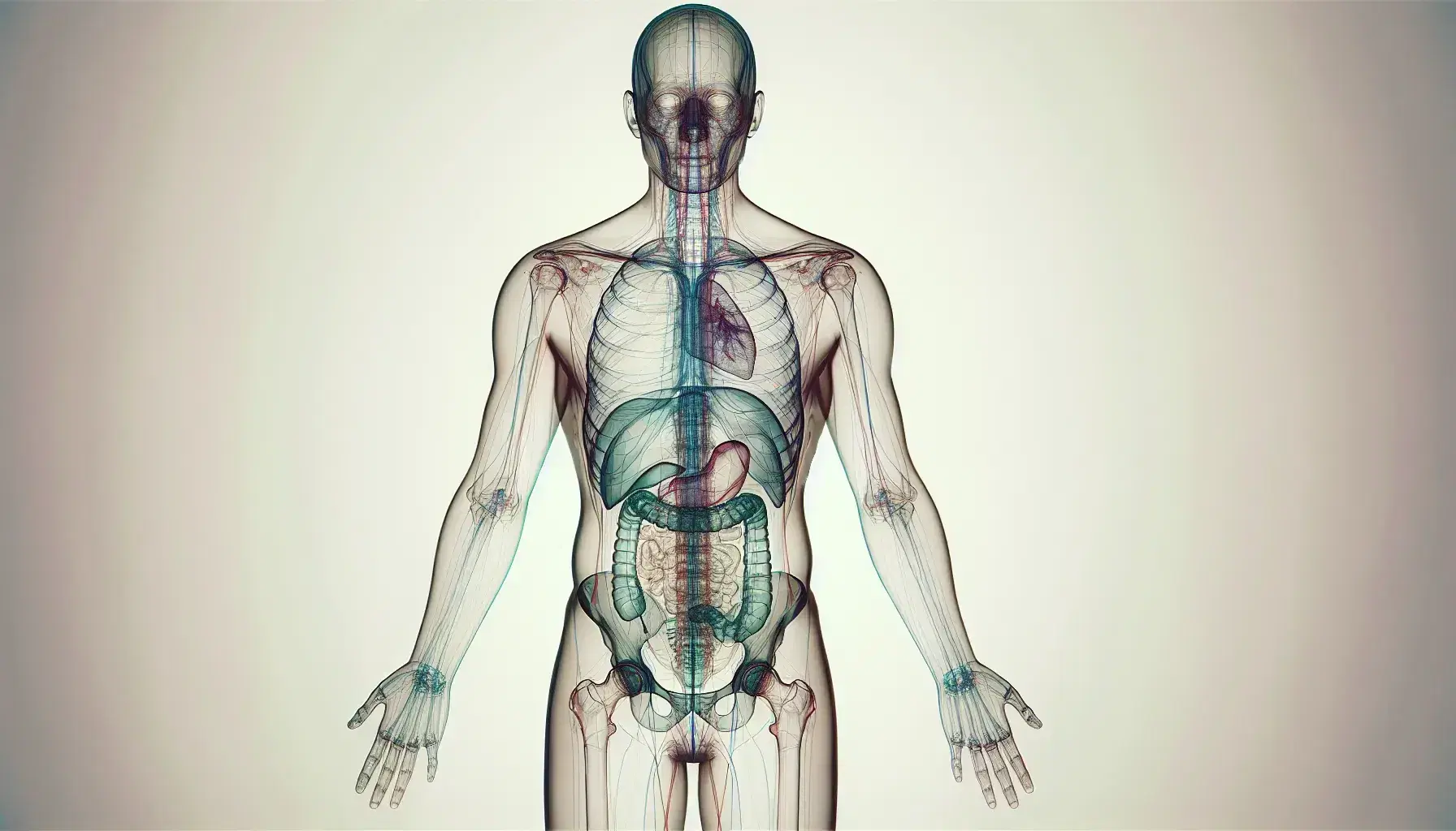 Figura humana transparente mostrando cavidades internas y dividida por líneas imaginarias que representan planos y ejes corporales, con tonos suaves y sin detalles anatómicos explícitos.
